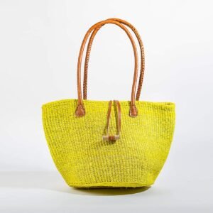 Handwoven Natural Fiber Shopping Tote – Yellow