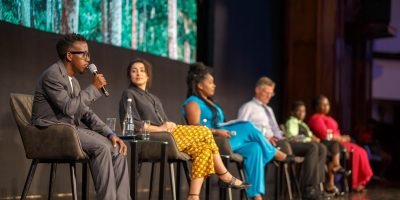 Johnmary Kavuma, CEO, Upcycle Africa, speak at the Global Landscapes Forum Accra 2019 Plenary: Sparking A Mass Restoration Movement.

Photo by Musah/GLF

globallandscapesforum.org

news.globallandscapesforum.org

If you use one of our photos, please credit it accordingly and let us know. You can reach us through our Flickr account or at: cifor-mediainfo@cgiar.org and m.edliadi@cgiar.org